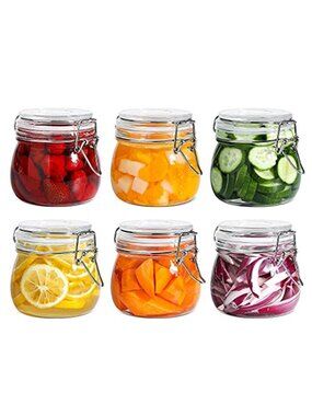 6-Pack 17oz Short Glass Jars for Drawers,Small Airtight Food Canisters for Spice